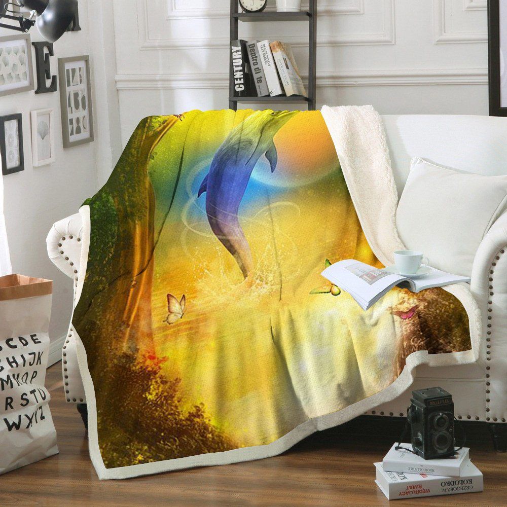Dolphin Sherpa Fleece Blanket