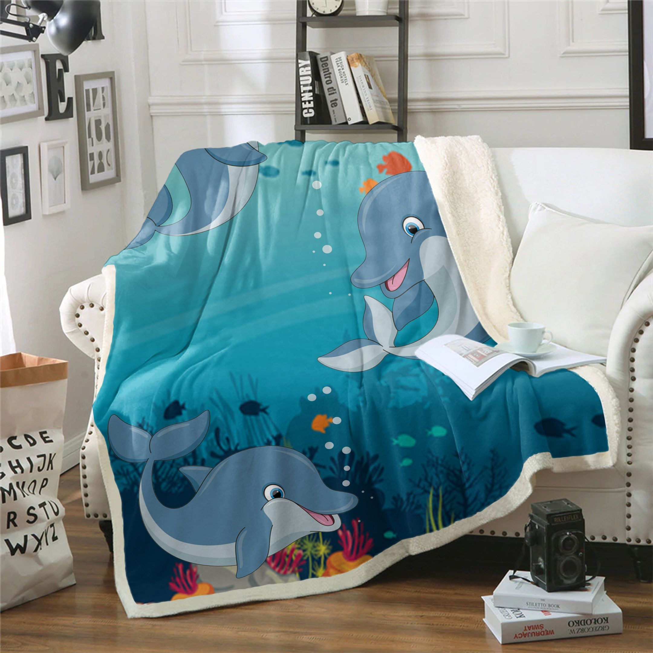 Dolphin Sherpa Fleece Blanket