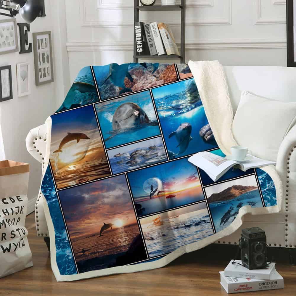 Dolphin Sherpa Fleece Blanket