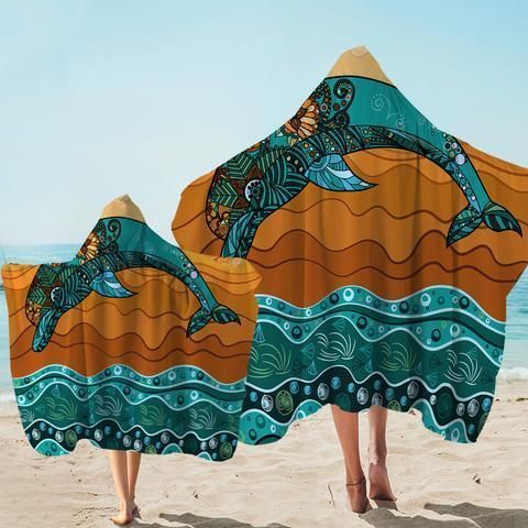 Dolphin Dreaming Mandala Style Hooded Towel