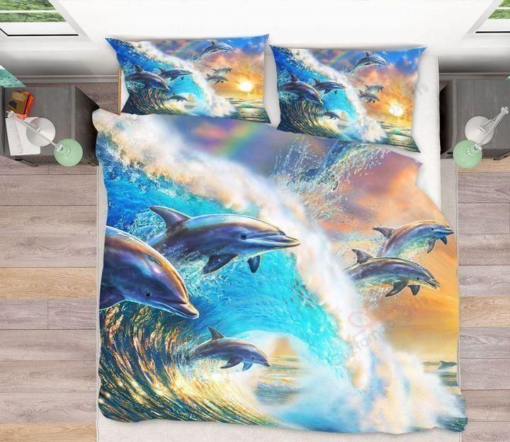 Dolphin Family Printed Bedding Set