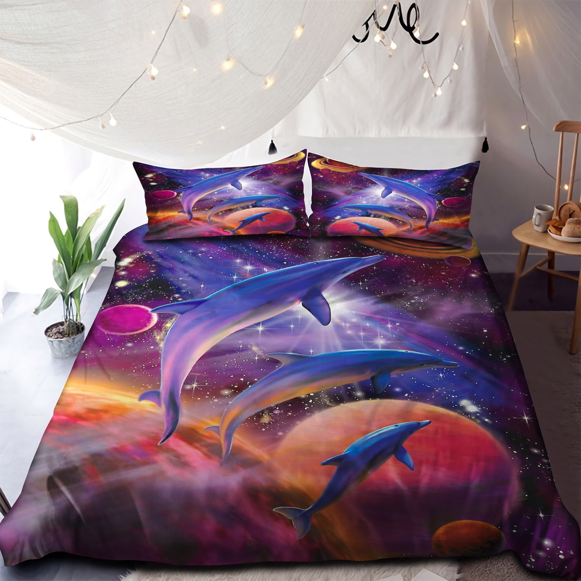 Dolphin In Galaxy Bedding Set