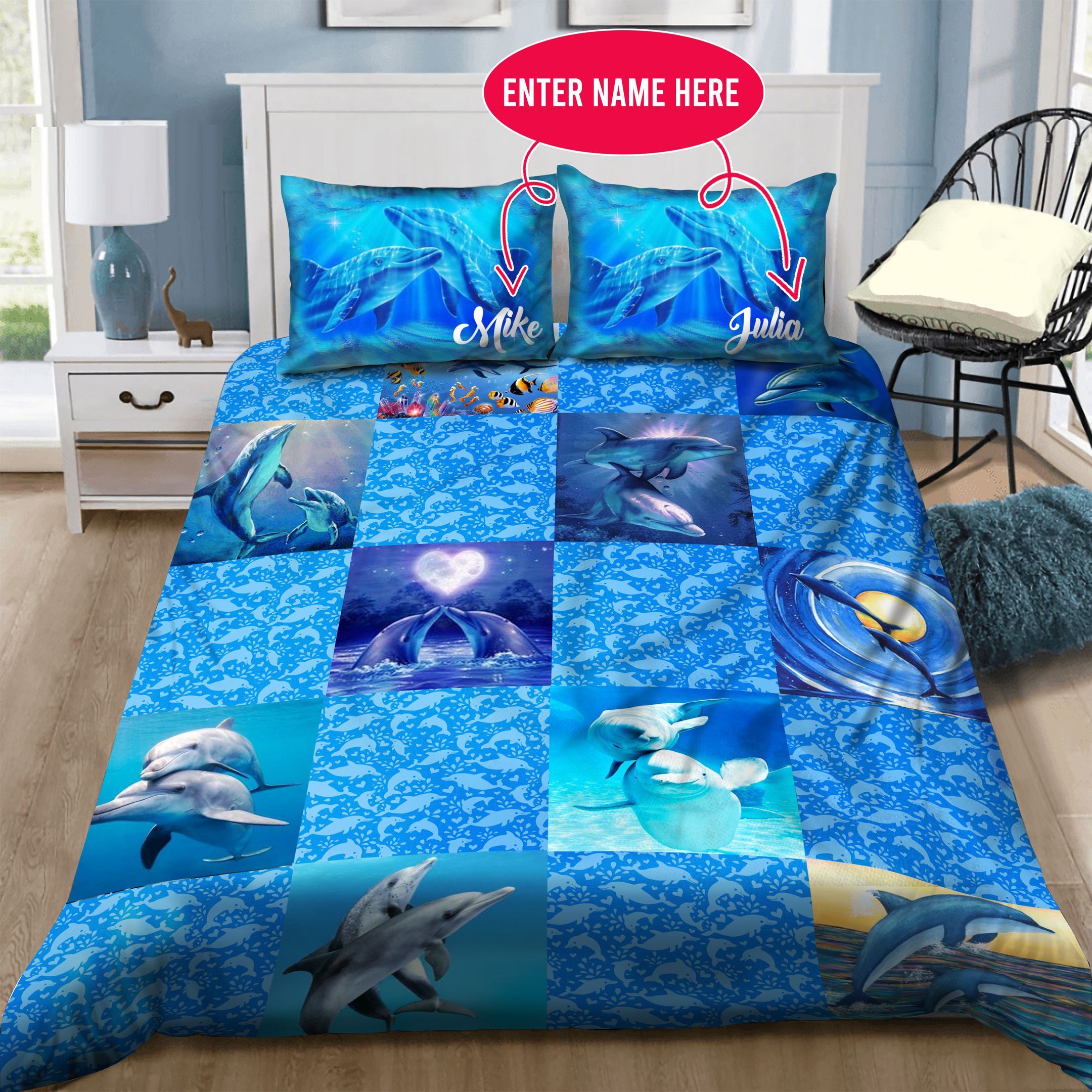 Dolphin love Personalized  Bedding Set