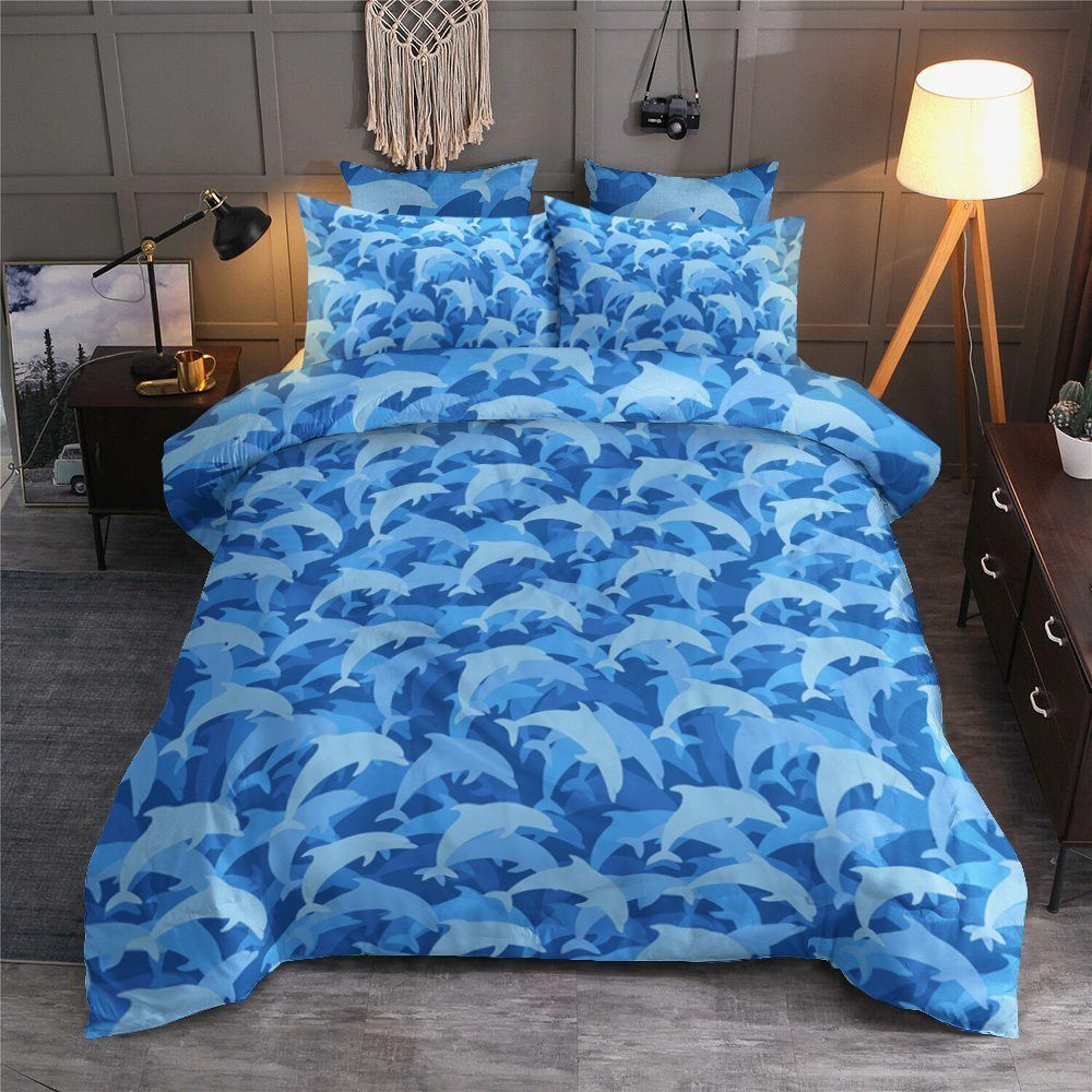 Dolphin Cotton Bed Sheets Spread Comforter Bedding Set