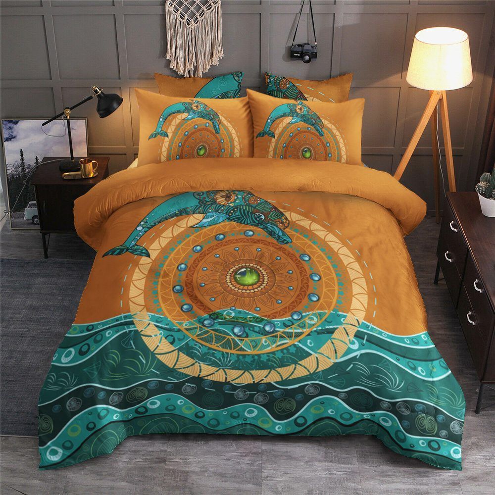 Dolphin Cotton Bed Sheets Spread Comforter Bedding Set