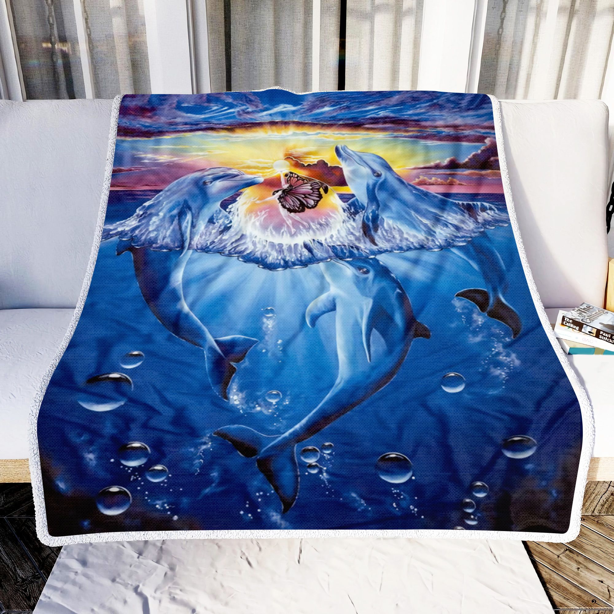 Dolphin Ocean Art Fleece Blanket