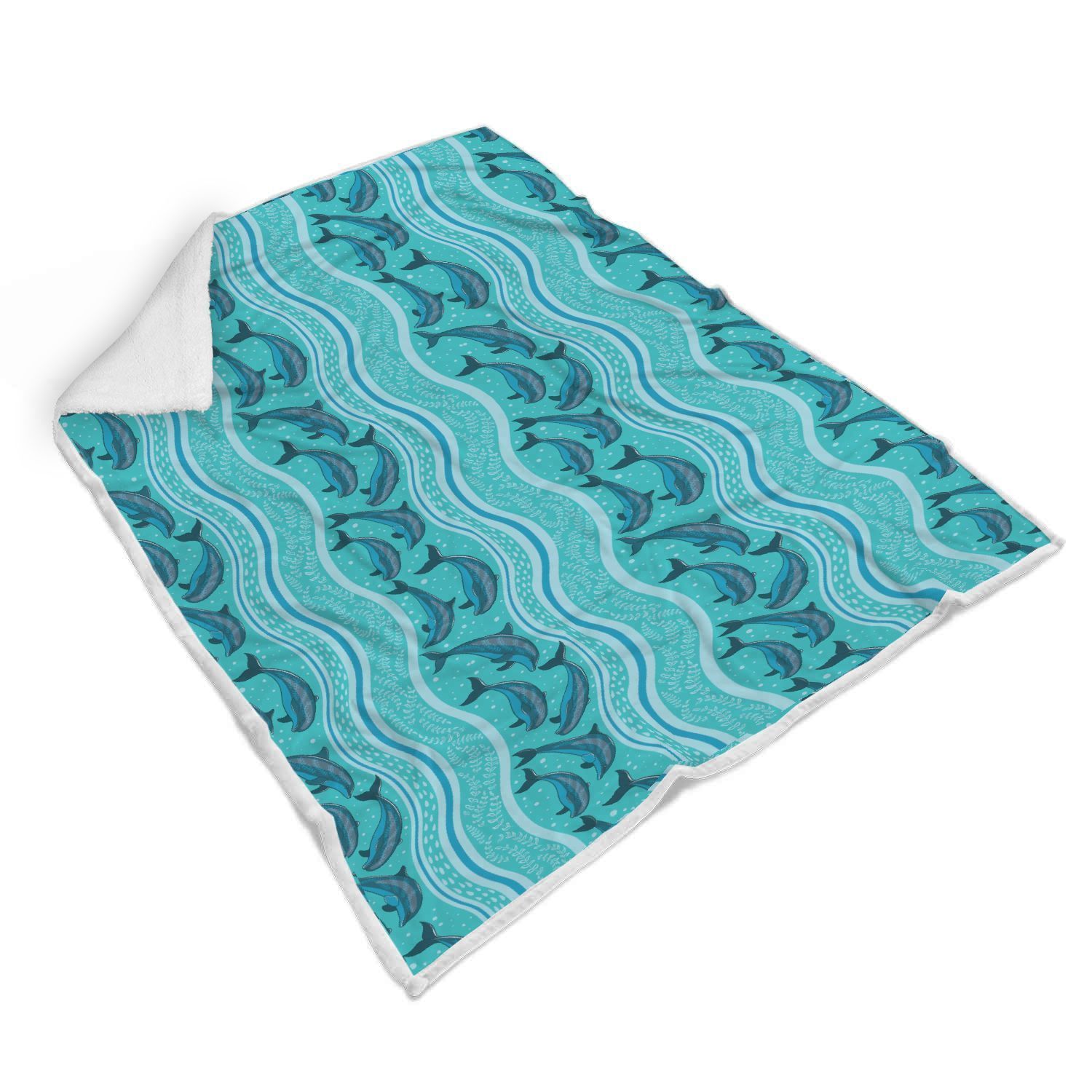 Dolphin Pattern Sherpa Fleece Blanket