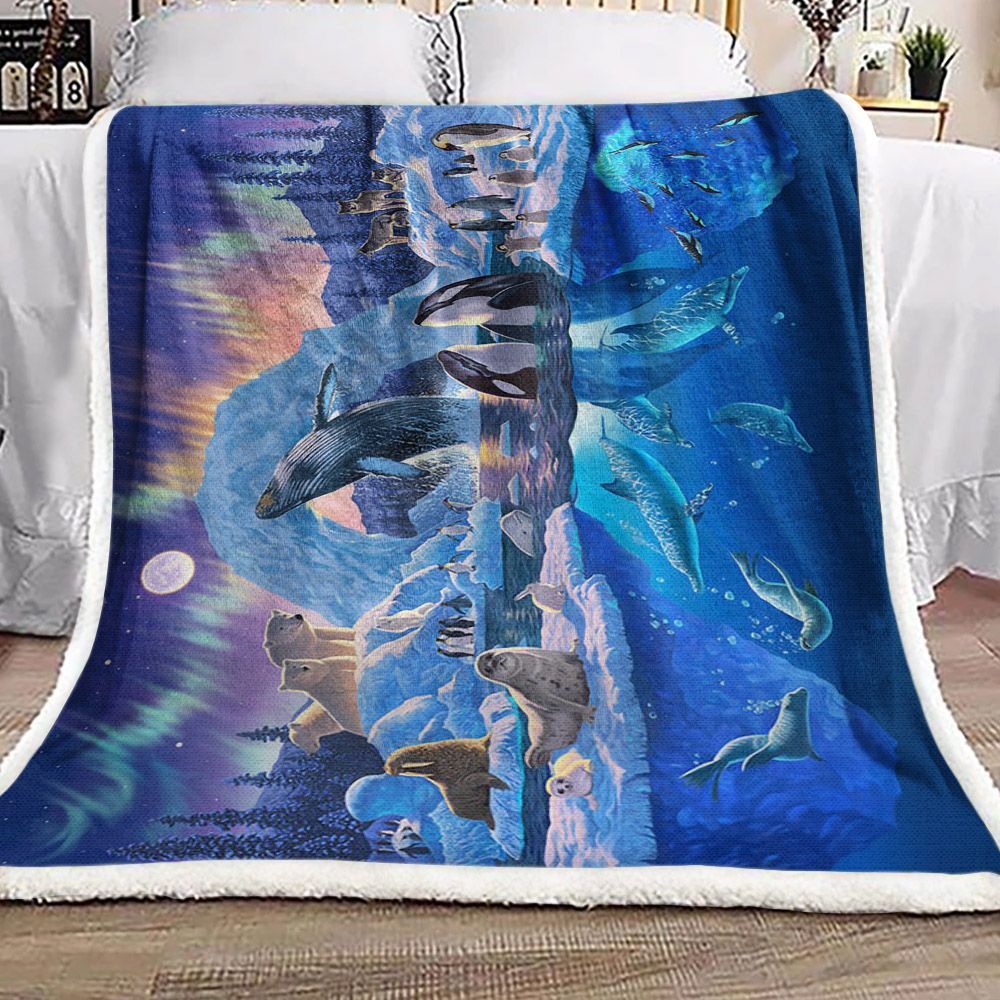 Dolphin Sea Sherpa Fleece Blanket