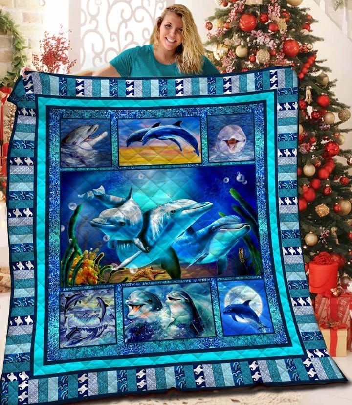 Dolphin Soul Of Ocean Quilt Blanket Christmas Christmas Gifts Merry Christmas Holiday Gifts Gift Dhc03011248Dd