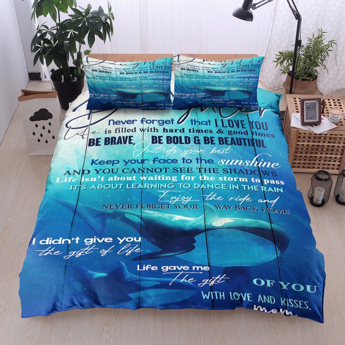 Dolphin To My Daughter Kisses Mom Bedding Set