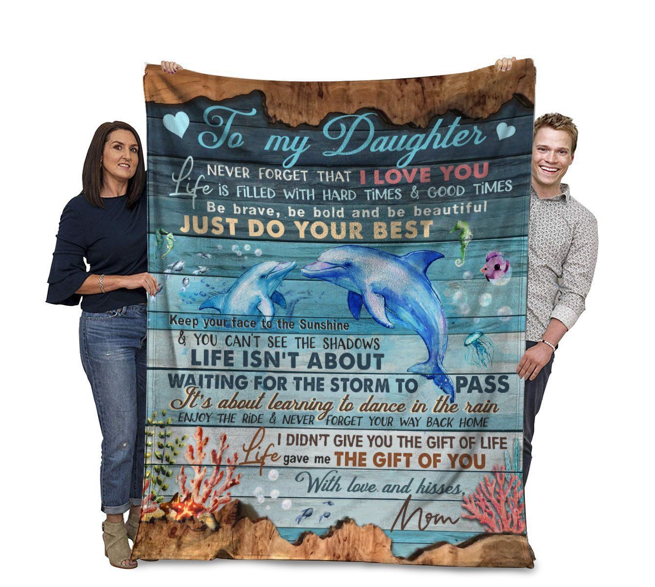 Dolphin To My Daughter Never Forget That I Love You Fleece Blanket