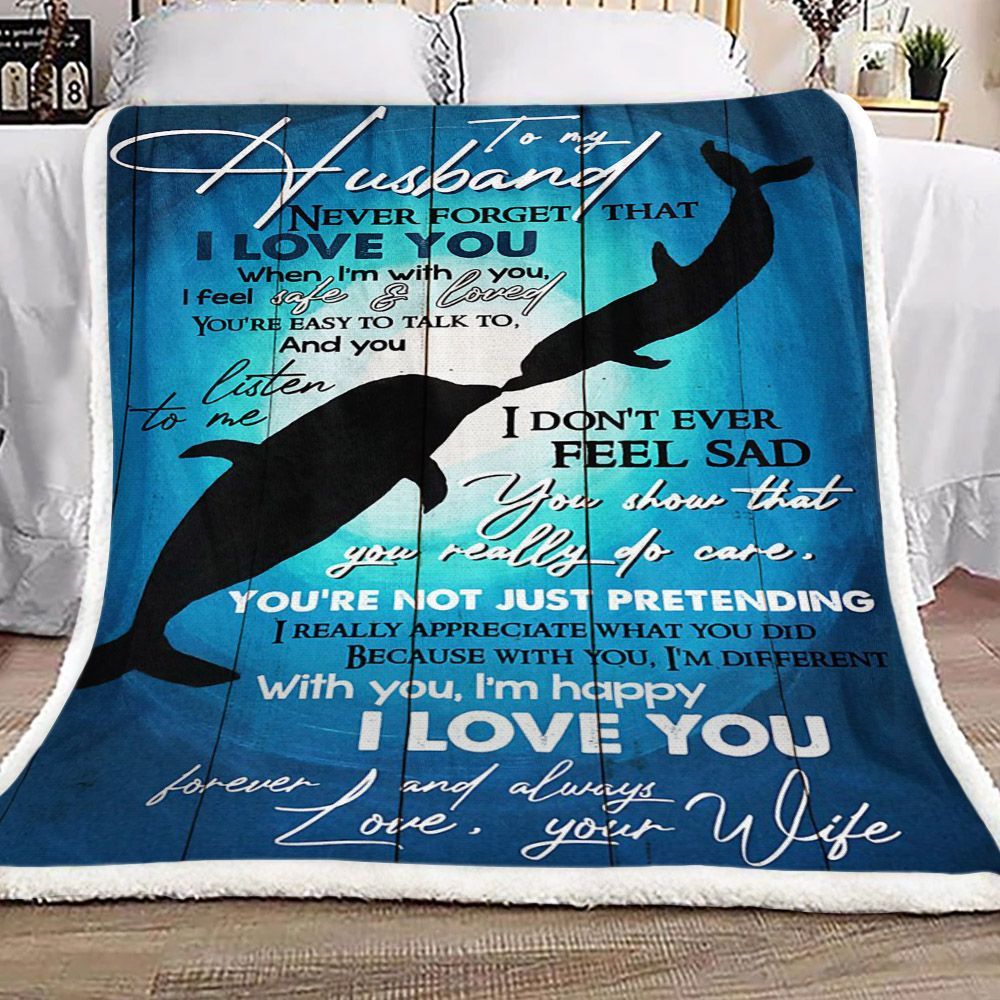 Dolphin To My Husband Sherpa Fleece Blanket