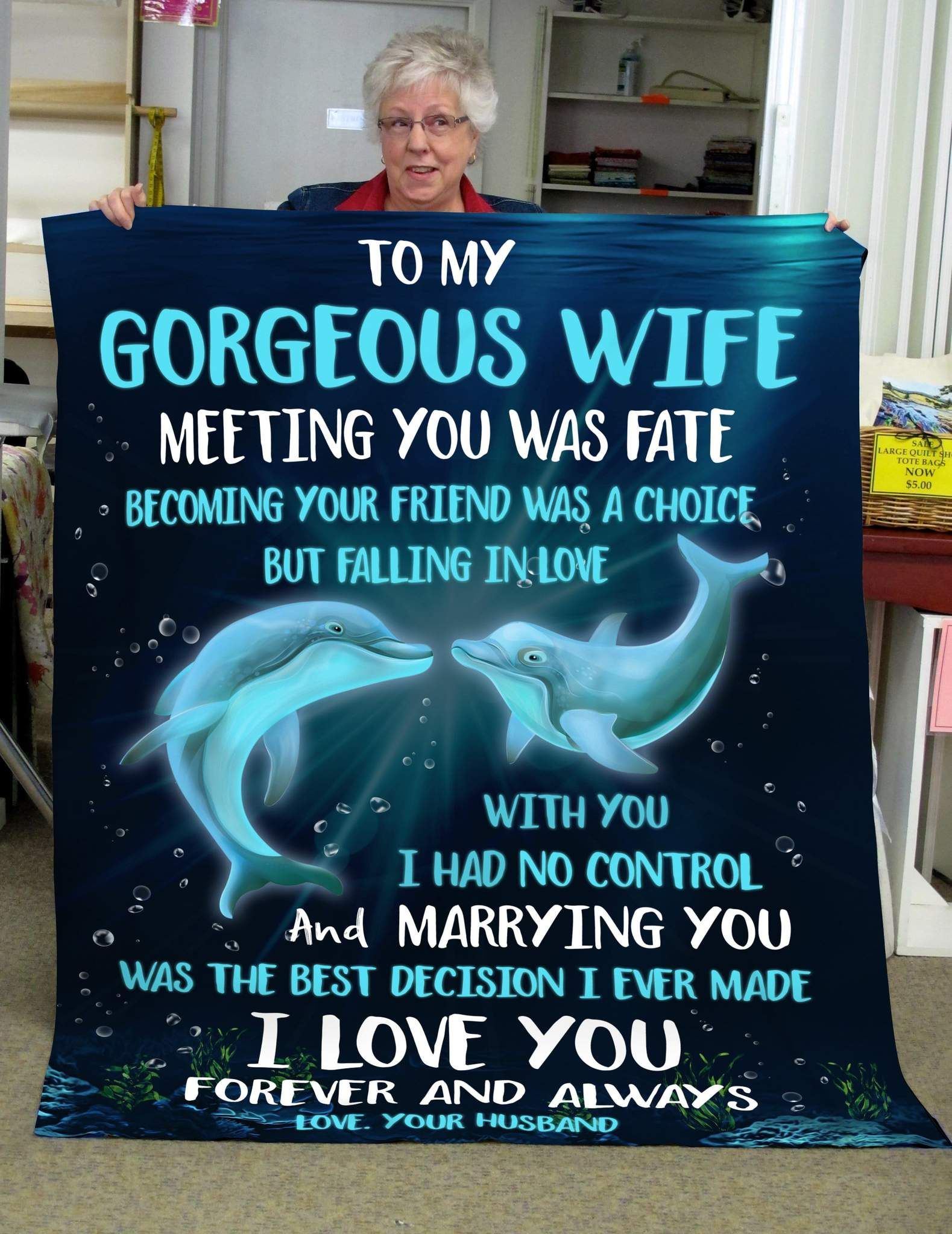 Dolphin To My Wife Fleece Blanket
