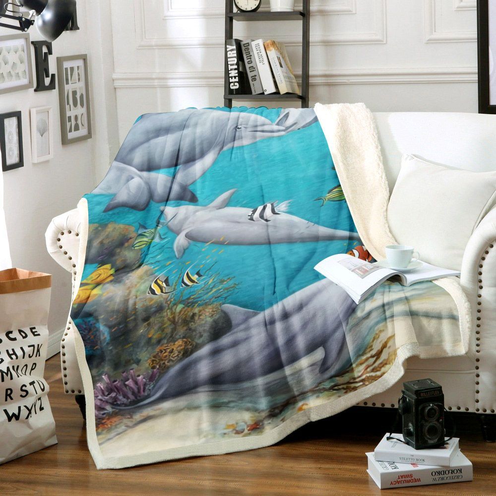 Dolphin Sherpa Fleece Blanket