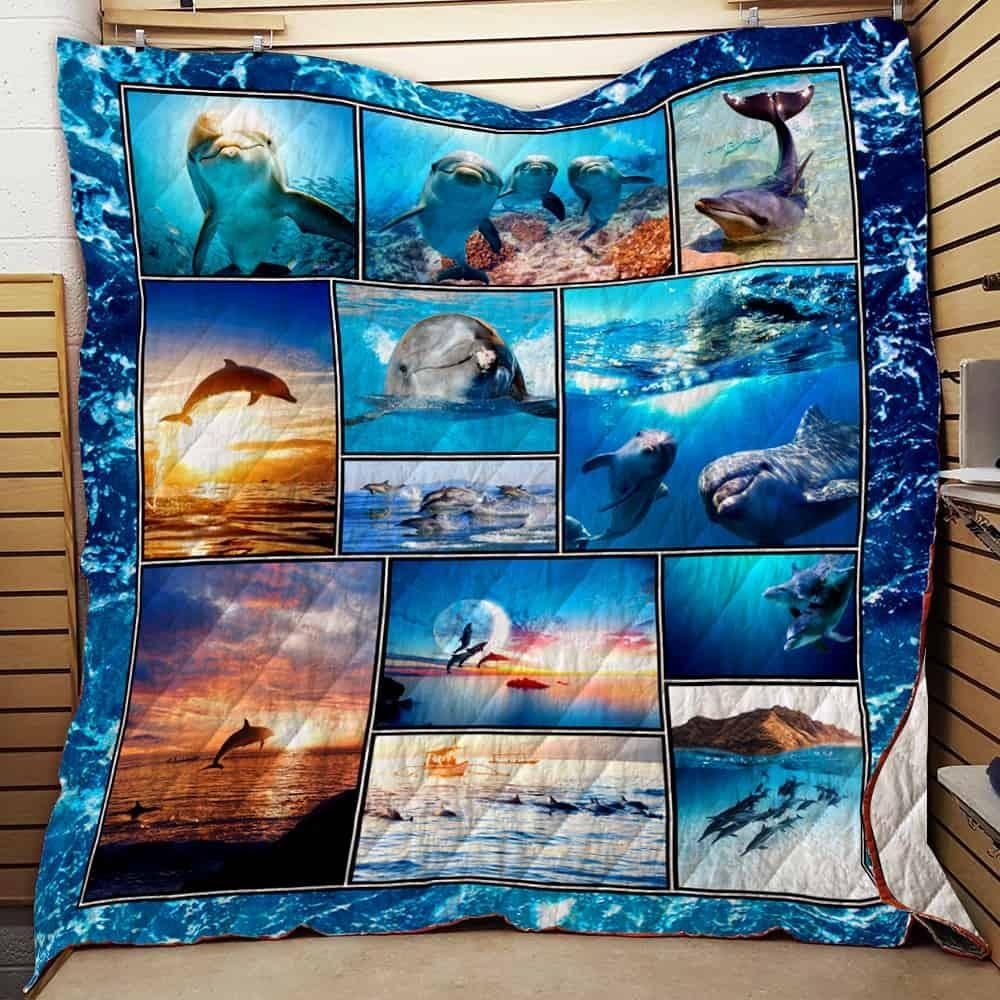 Dolphin Under Sunset Quilt Blanket Dhc03011411Dd