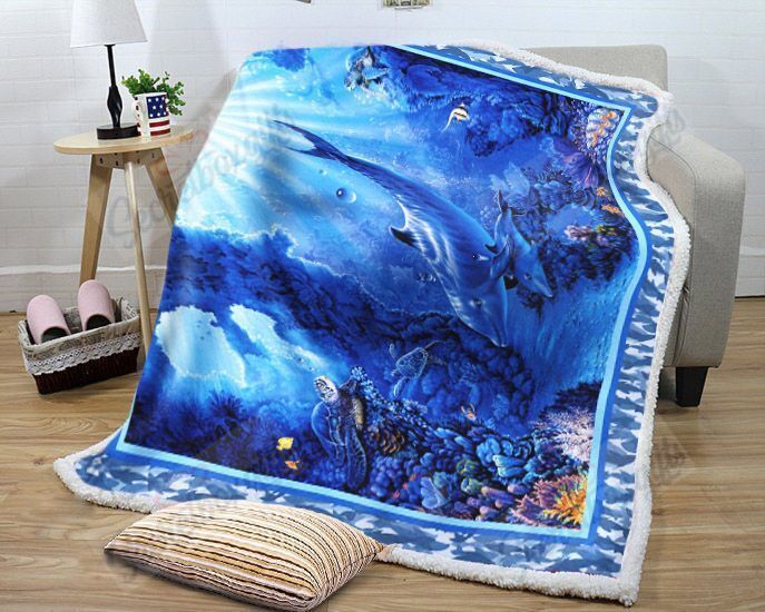 Dolphin Under The Deep Sea Fleece Blanket