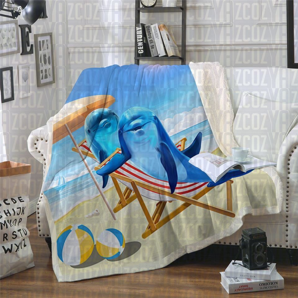 Dolphin Vacation Sherpa Fleece Blanket