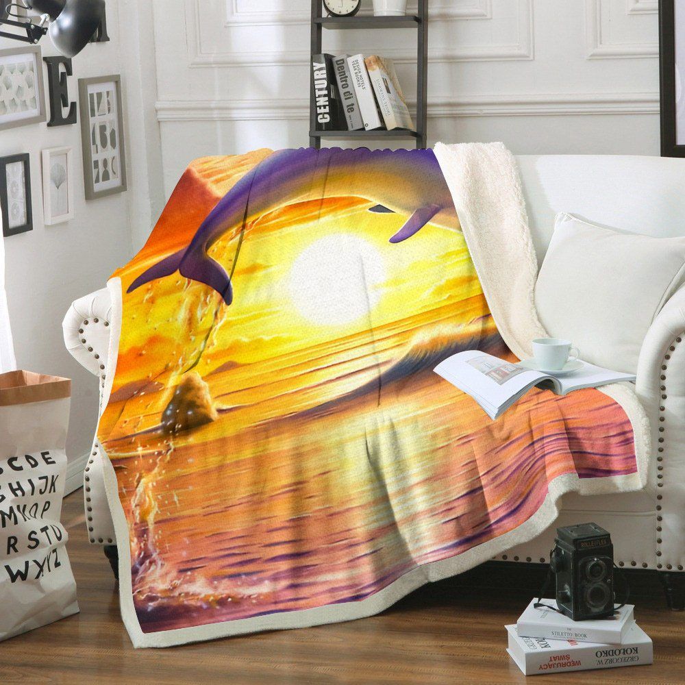 Dolphin Sherpa Fleece Blanket