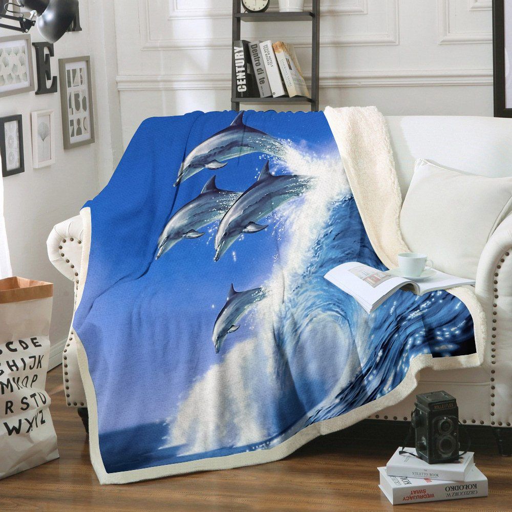 Dolphin Sherpa Fleece Blanket