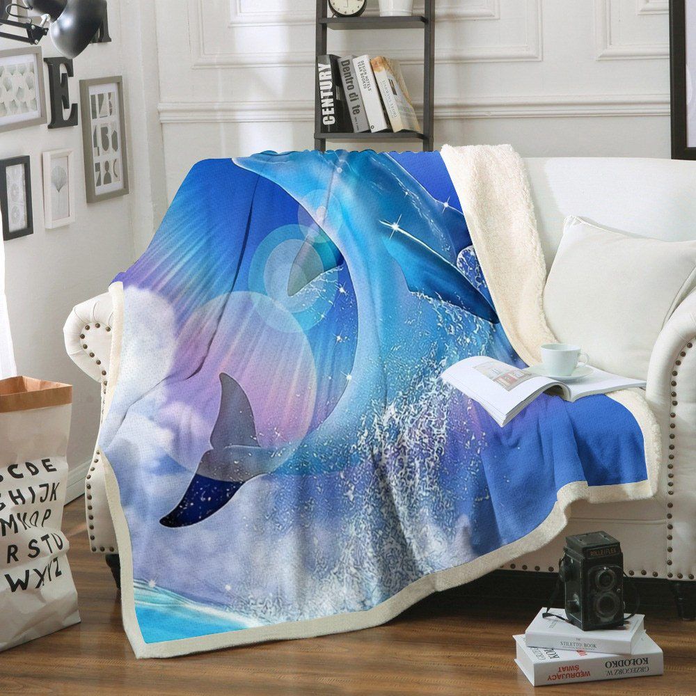 Dolphin Sherpa Fleece Blanket