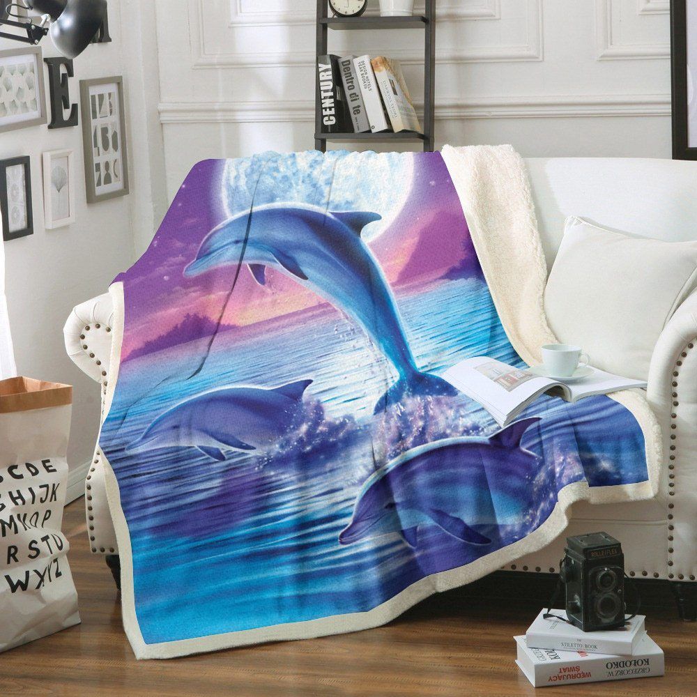 Dolphin Sherpa Fleece Blanket