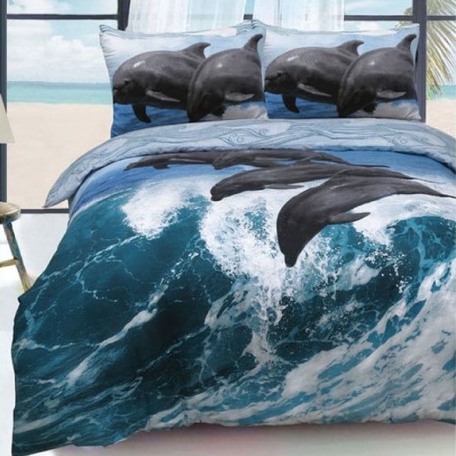 Dolphin Waves Blued Bedding Set