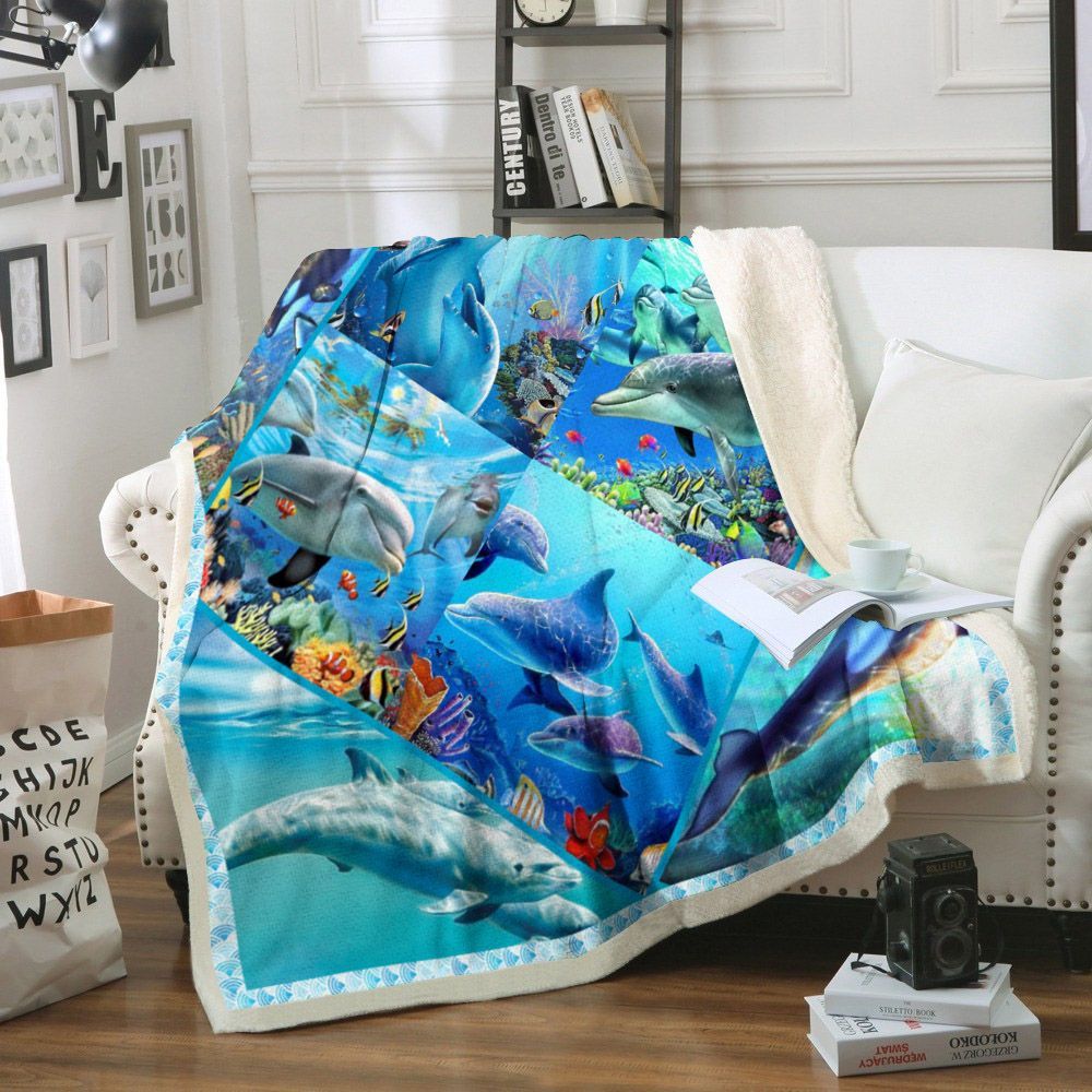 Dolphin1 Sherpa Fleece Blanket