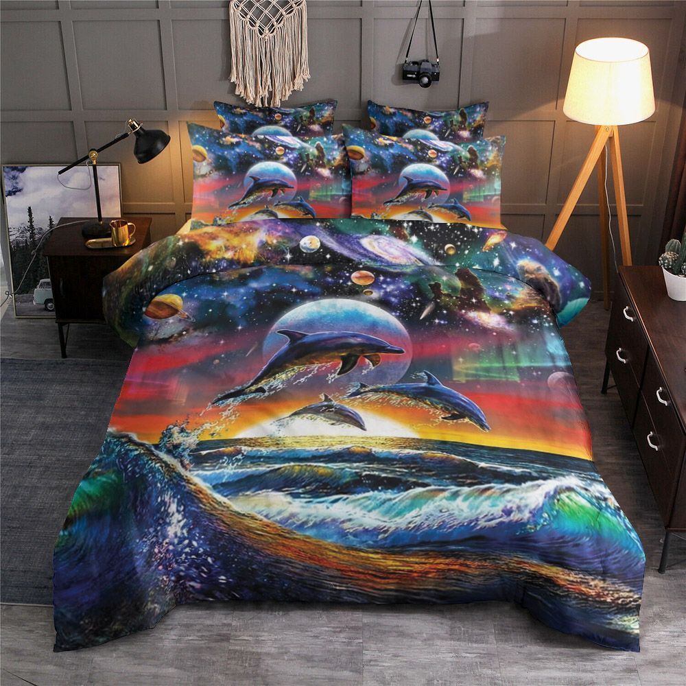 Dolphins And Galaxy Bedding Set