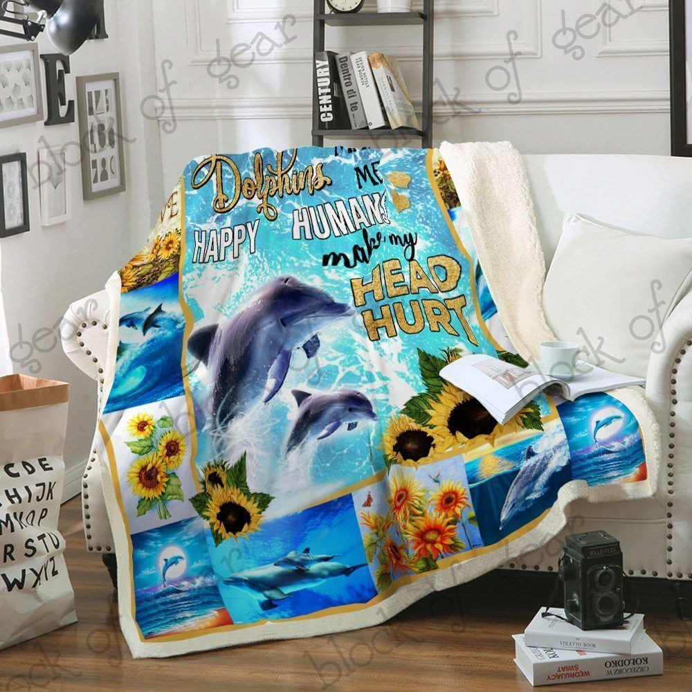 Dolphins Sherpa Fleece Blanket