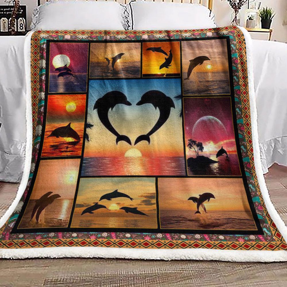 Dolphins Sherpa Fleece Blanket