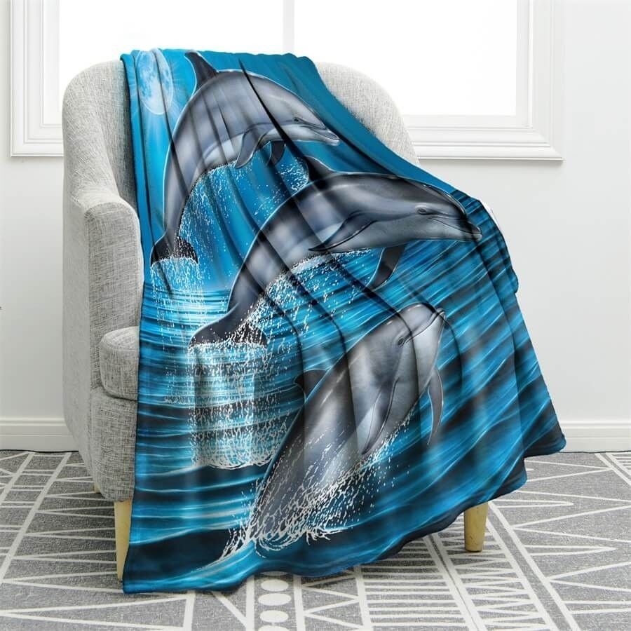 Dolphins Sherpa Fleece Blanket