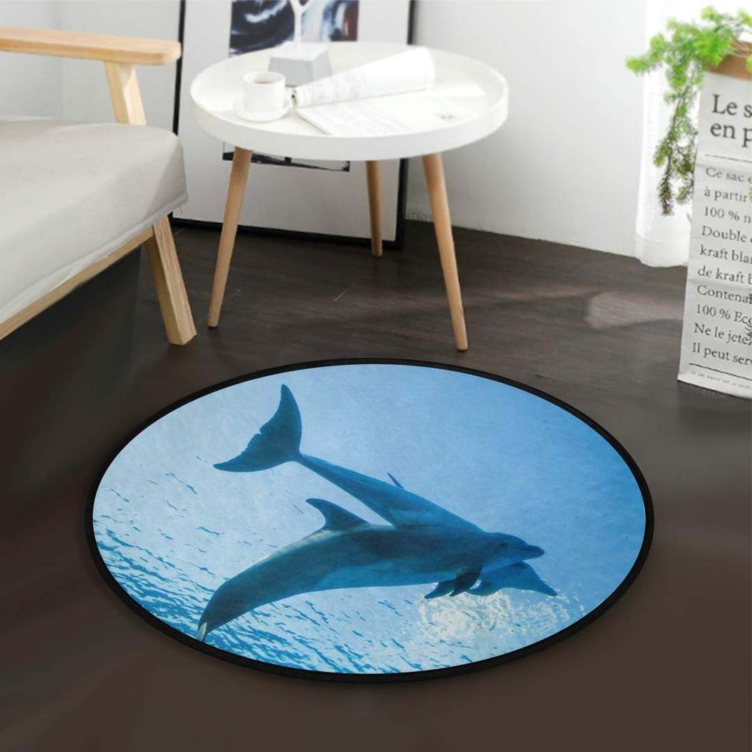 Dolphins Couple Round Carpet