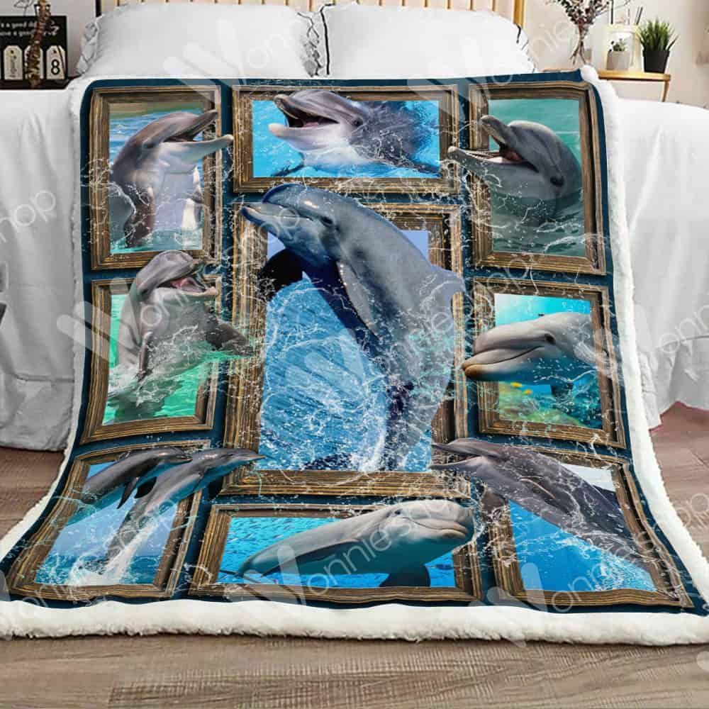 Dolphins Sherpa Fleece Blanket