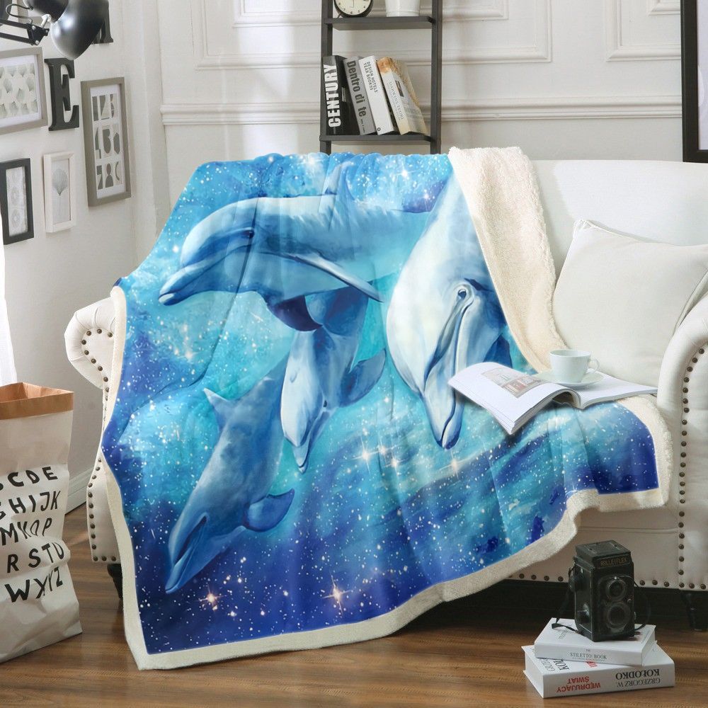 Dolphins Sherpa Fleece Blanket