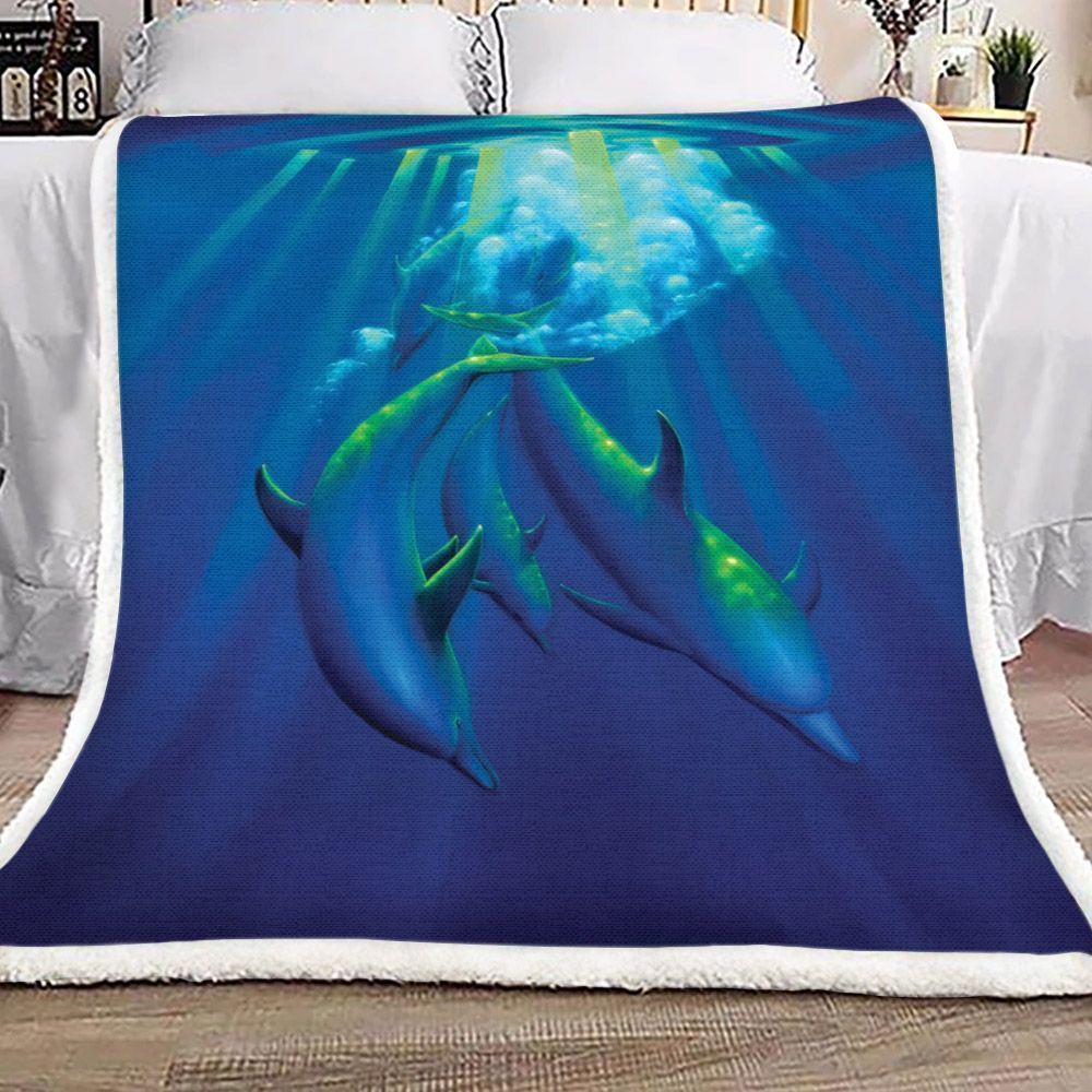 Dolphins Sherpa Fleece Blanket