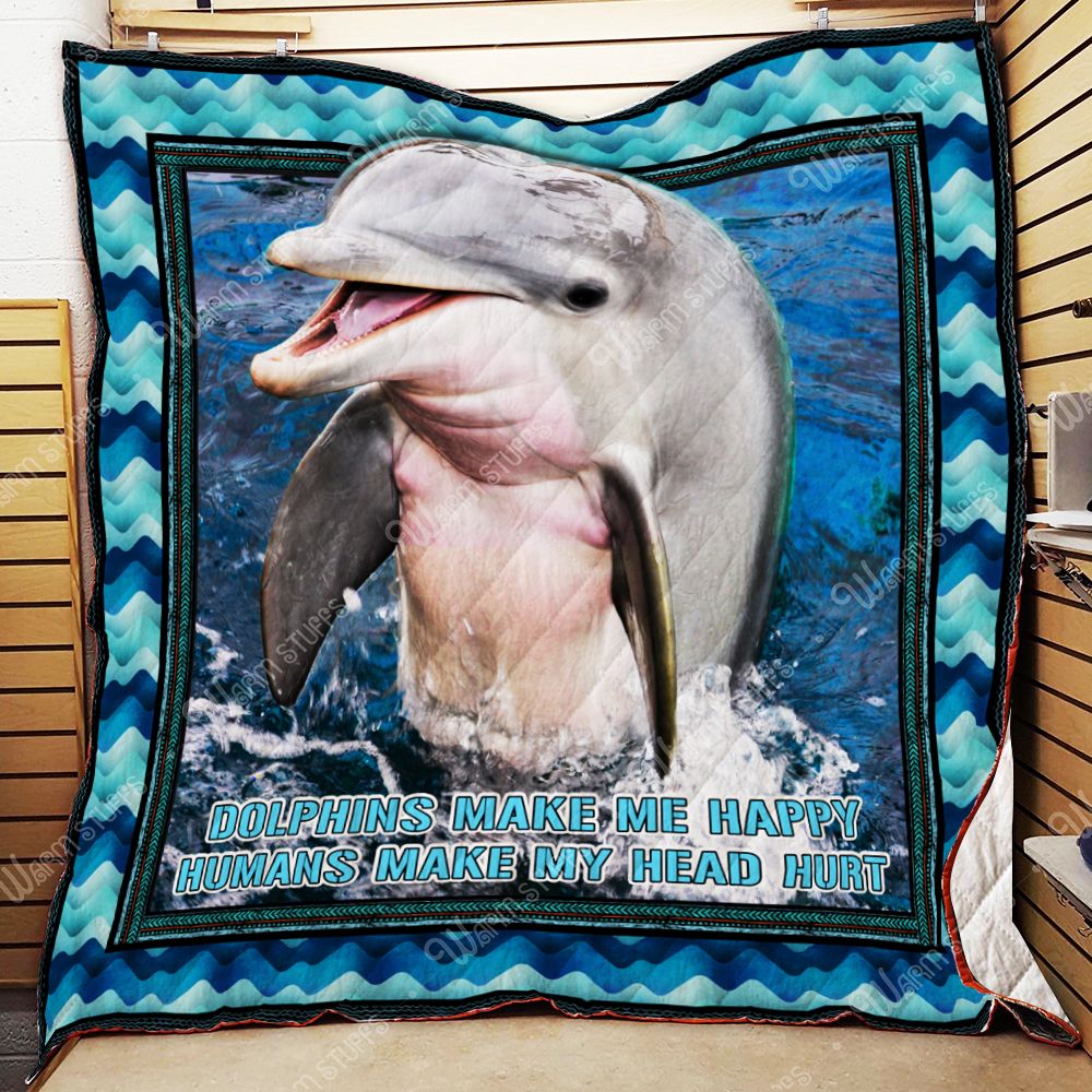 Dolphins Make Me Happy Quilt Blanket Kb25 Dhc1312173Dd
