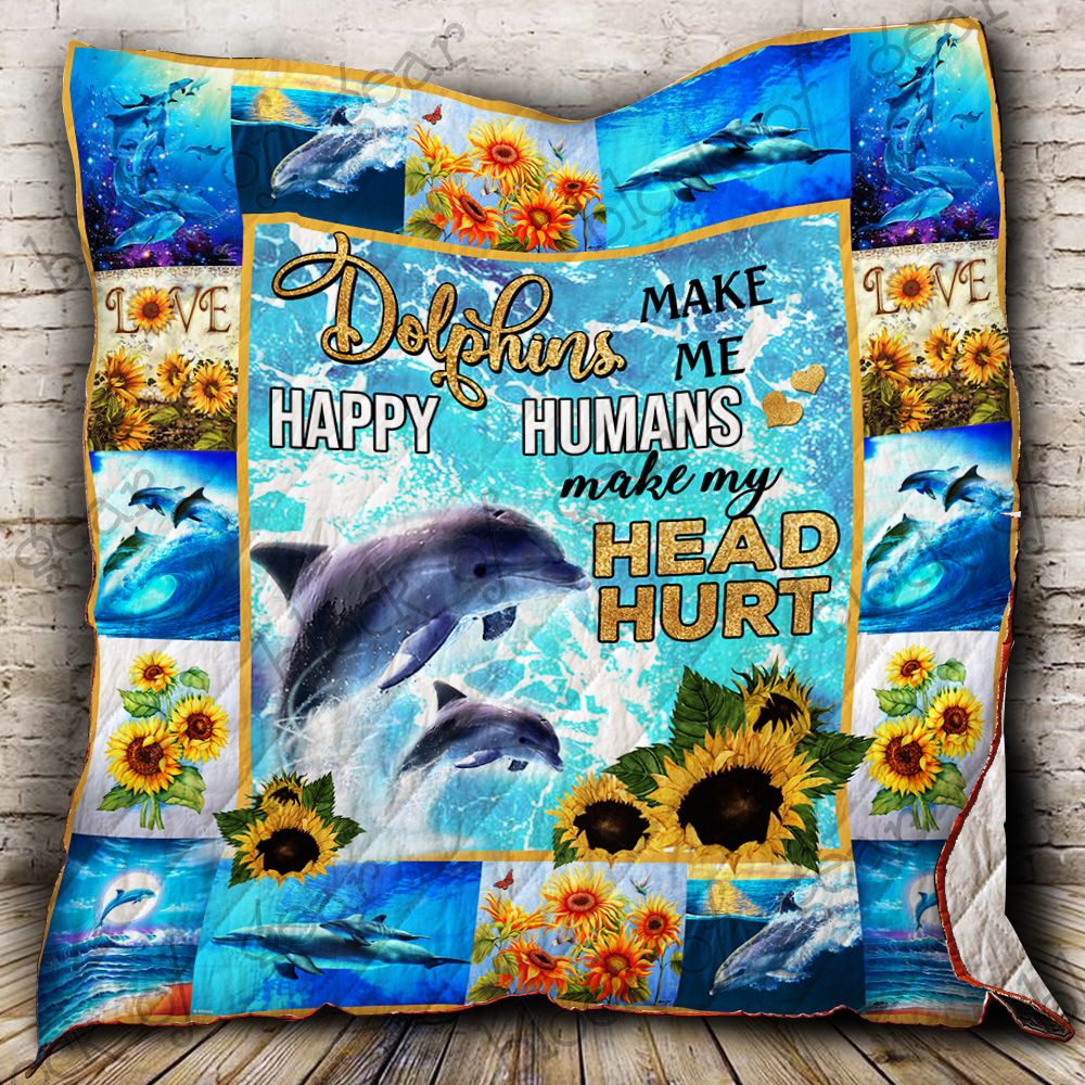 Dolphins Make Me Happy Quilt P218B Dhc11121421Dd