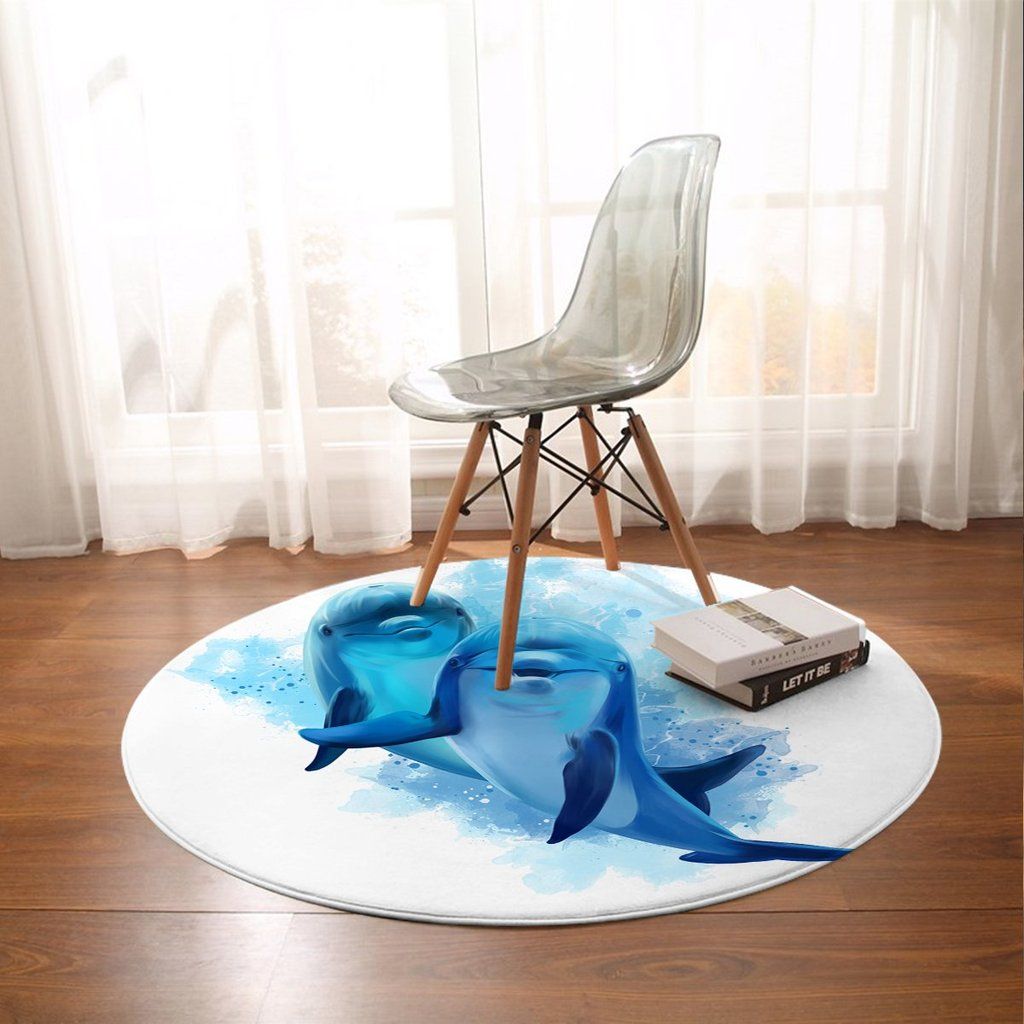 Dolphins Of The Sea Round Carpet