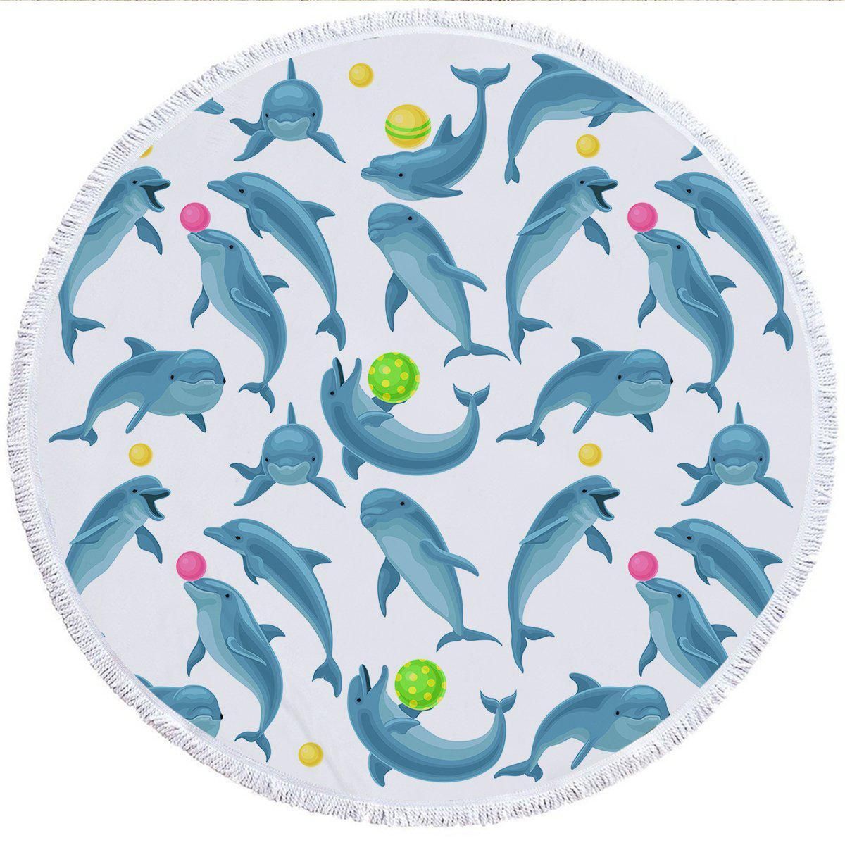 Dolphins Soul Fins Printed Round Beach Towel