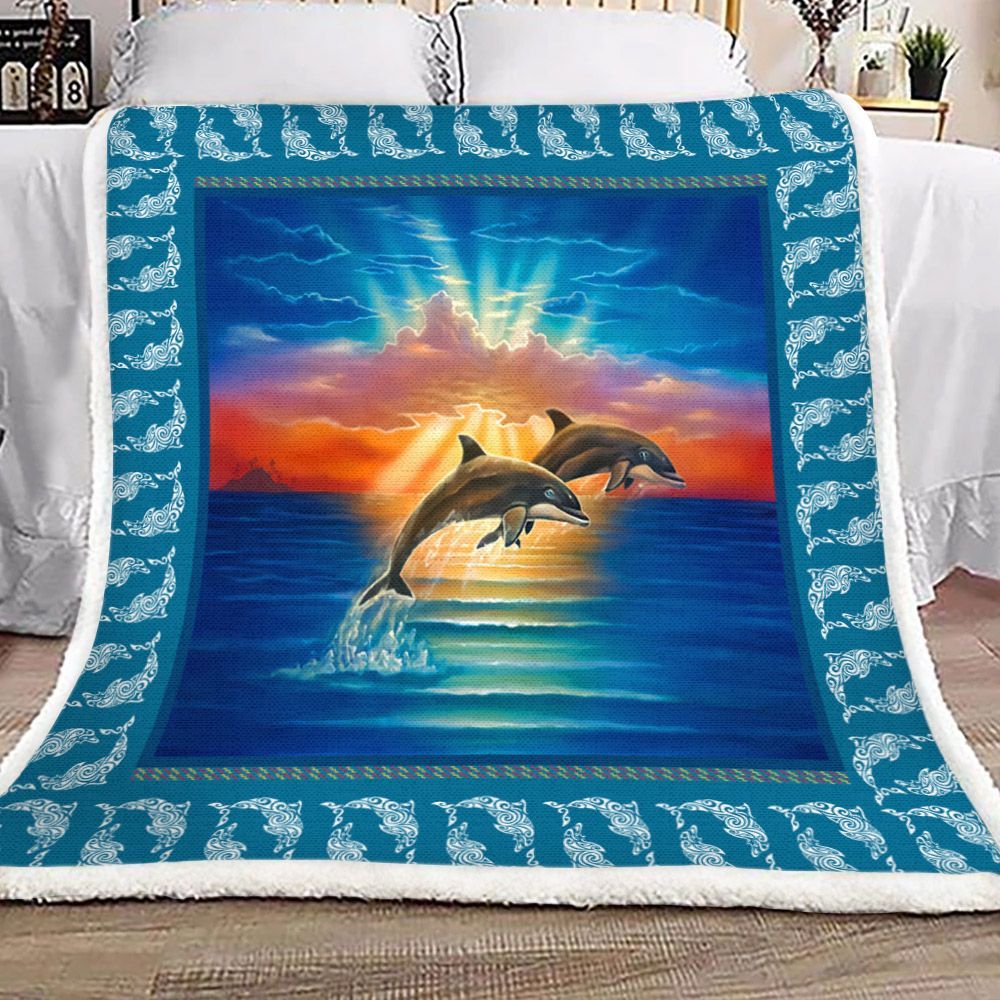 Dolphins Sherpa Fleece Blanket