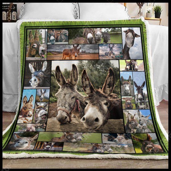 Donkey Animal Art Sherpa Fleece Blanket