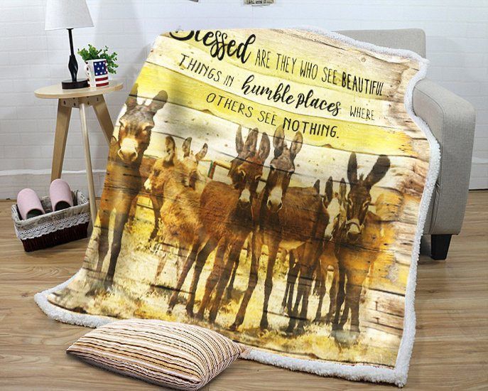 Donkey Blessed Sherpa Fleece Blanket