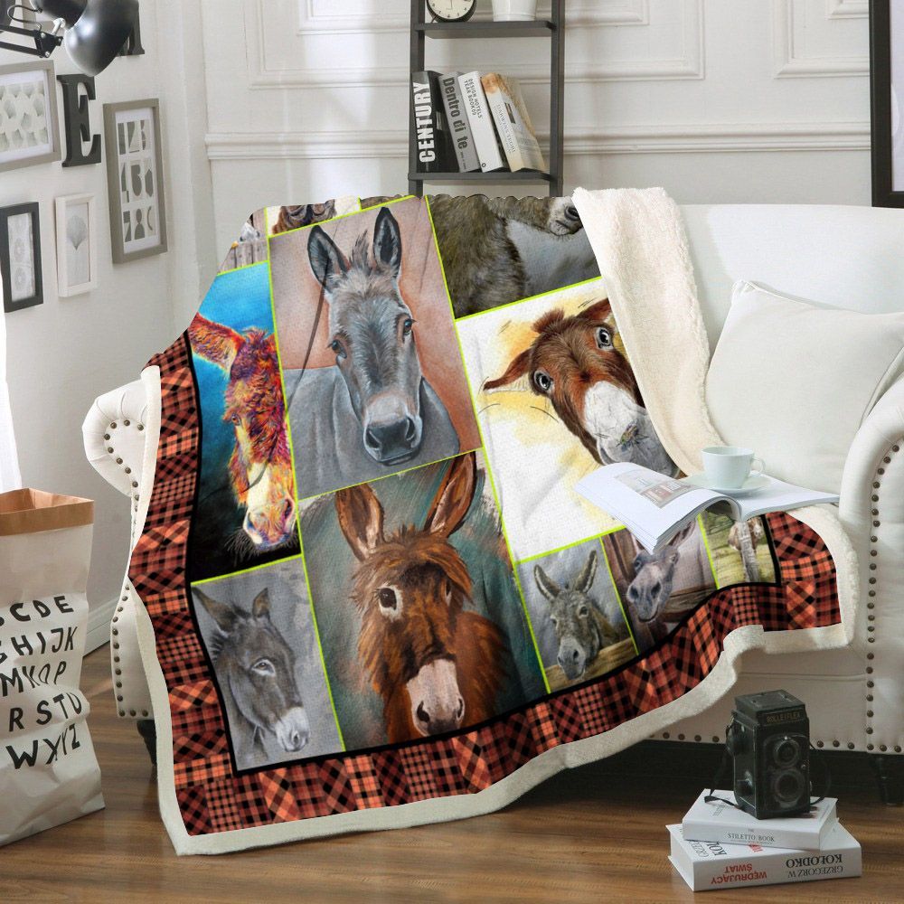 Donkey Sherpa Fleece Blanket
