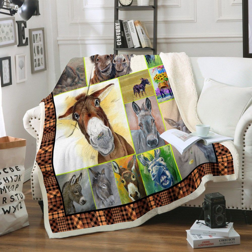 Donkey Sherpa Fleece Blanket