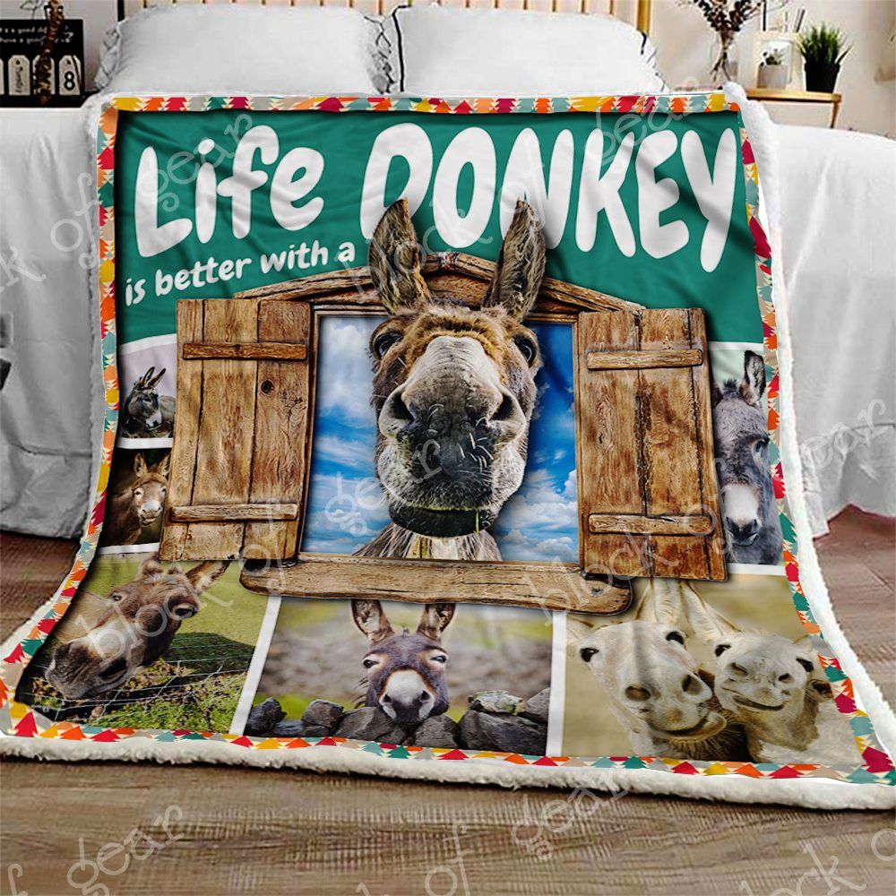 Donkey Sherpa Fleece Blanket