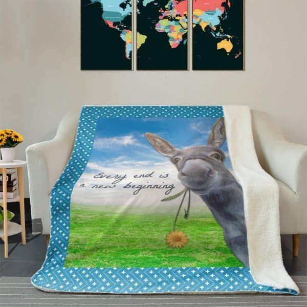 Donkey Sherpa Fleece Blanket