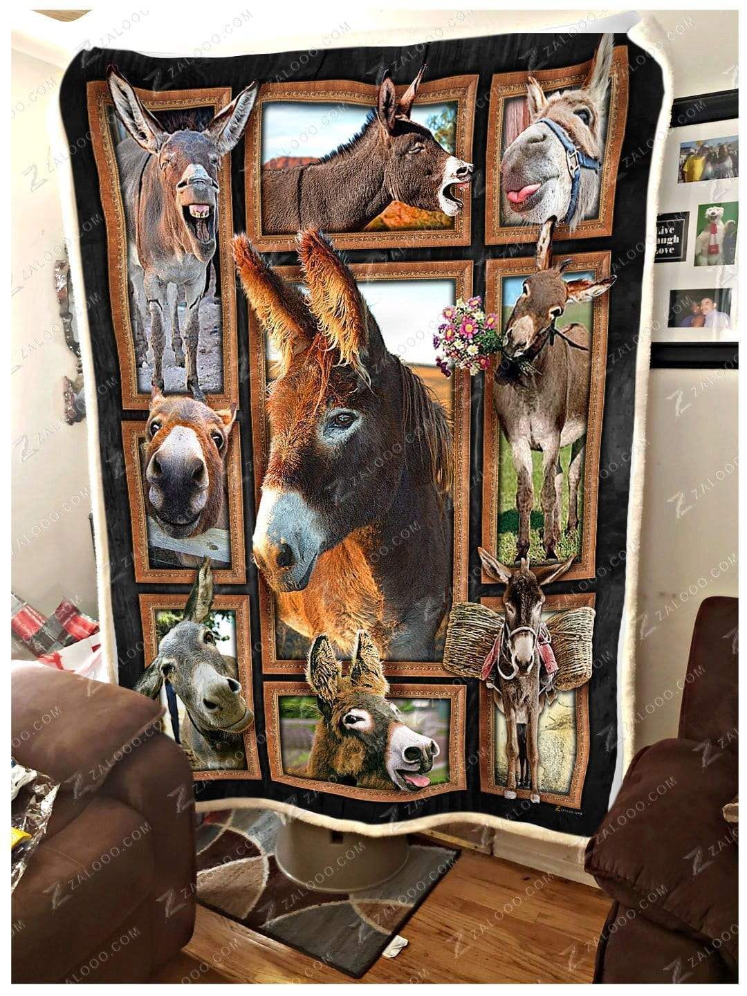 Donkey Cute Donkeys Sherpa Fleece Blanket