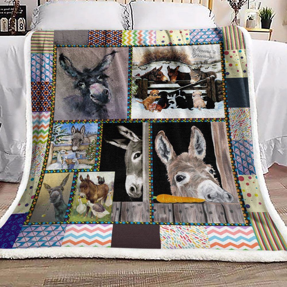 Donkey Sherpa Fleece Blanket
