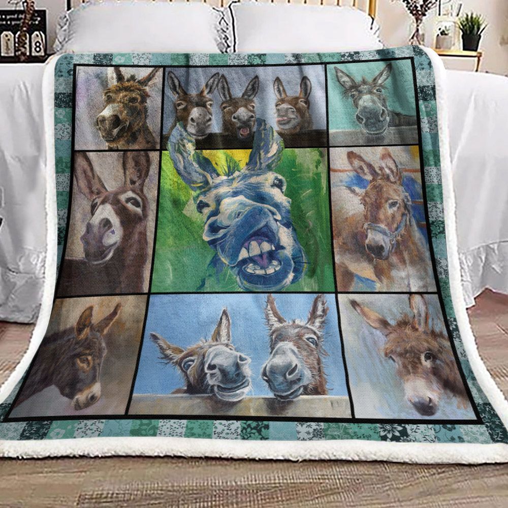 Donkey Sherpa Fleece Blanket