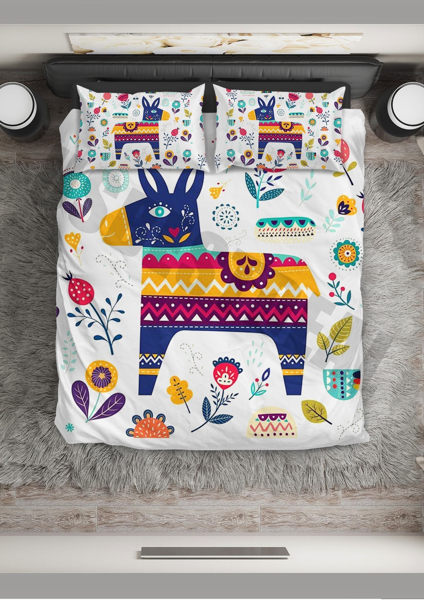 Donkey Flower And Donkey Bedding Set